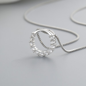 Collar de circonita cúbica AAA con cadena en forma de O y letras al por mayor de joyería de moda de plata 925