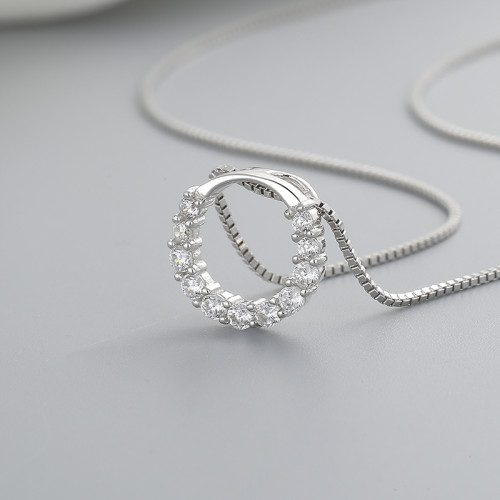 925 Silver Fashion Jewelry Wholesale Letter O-Chain Aaa Cubic Zirconia Necklace