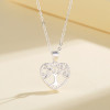 Collar de corazón con forma de árbol de la vida al por mayor, collar de plata 925 con circonita cúbica | Joyas para mujer con diseño de corazón hueco