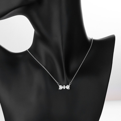 Bow&Love Necklace Wholesale 925 Silver CZ Necklace | Bow Design Women's Jewelry