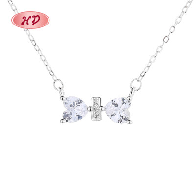 Bow&Love Necklace Wholesale 925 Silver CZ Necklace | Bow Design Women's Jewelry