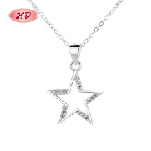 Collar de circonita cúbica con forma de estrella AAA, joyería de moda de plata 925 al por mayor