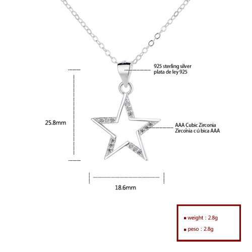 Star Aaa Cubic Zirconia Necklace 925 Silver Fashion Jewelry Wholesale