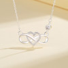 Collar de plata 925 con circonitas cúbicas al por mayor | Joyas para mujer con diseño de lazo y amor