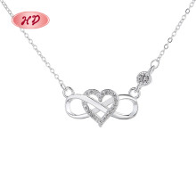 Collar de plata 925 con circonitas cúbicas al por mayor | Joyas para mujer con diseño de lazo y amor