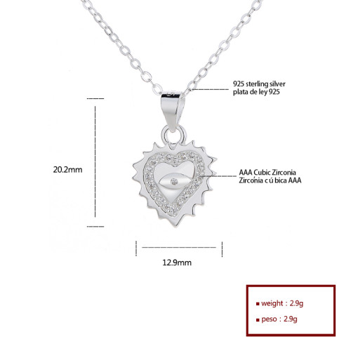 Heart-Shaped Zircon S925 Necklaces Pendant For Women Wholesale Jewery