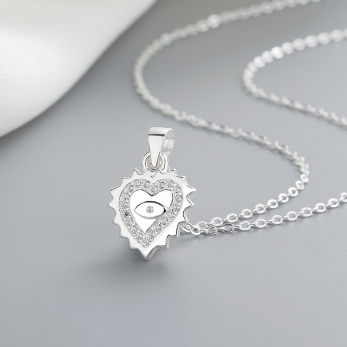 Collares con colgante de circonita S925 en forma de corazón para mujer, joyería al por mayor