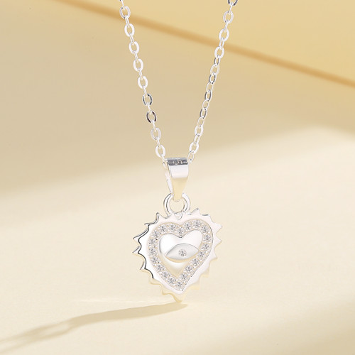 Collares con colgante de circonita S925 en forma de corazón para mujer, joyería al por mayor