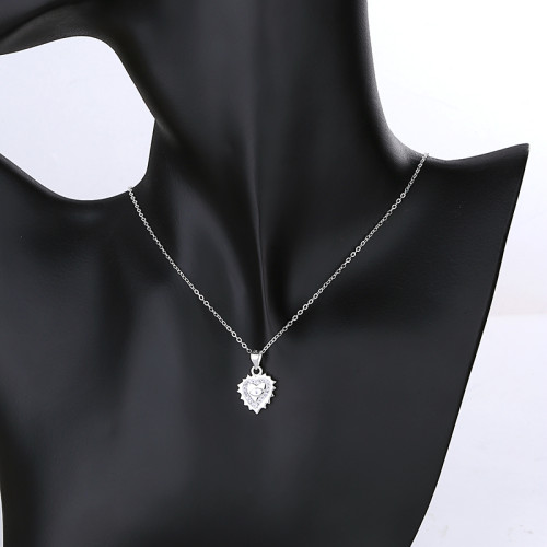 Collares con colgante de circonita S925 en forma de corazón para mujer, joyería al por mayor