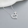 Collar con colgante de circonita cúbica S925 con forma de corazón para mujer, joyería al por mayor