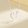 Collar con colgante de circonita cúbica S925 con forma de corazón para mujer, joyería al por mayor