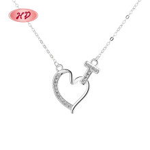 Collar con colgante de circonita cúbica S925 con forma de corazón para mujer, joyería al por mayor