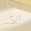 Collares colgantes de doble corazón de plata de ley S925 con circonita AAA al por mayor