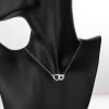 Collares colgantes de doble corazón de plata de ley S925 con circonita AAA al por mayor