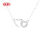 Aaa Zirconia S925 Sterling Charm Silver Double Heart Pendant Necklaces For Wholesale