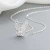 Venta al por mayor de collares colgantes de plata de ley S925 con circonita AAA y mariposa hueca