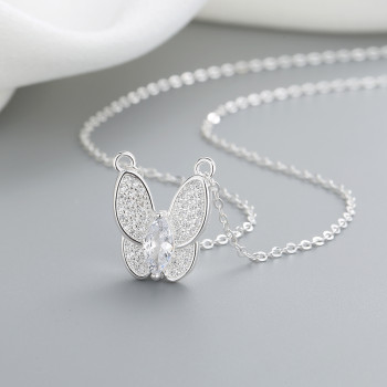 Wholesale Aaa Zirconia S925 Sterling Silver Charms Butterfly Pendant Necklaces For Jewelry