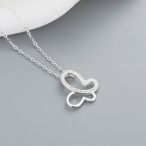 Hollow Out Butterfly  Aaa Zirconia S925 Sterling Silver Wholesale Pendant Necklaces For Jewelry