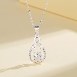 Collar de circonita cúbica AAA con gotas de agua y estrellas, joyería de moda de plata 925 al por mayor