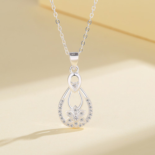 Water Droplets & Stars Aaa Cubic Zirconia Necklace 925 Silver Fashion Jewelry Wholesale