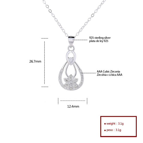 Water Droplets & Stars Aaa Cubic Zirconia Necklace 925 Silver Fashion Jewelry Wholesale