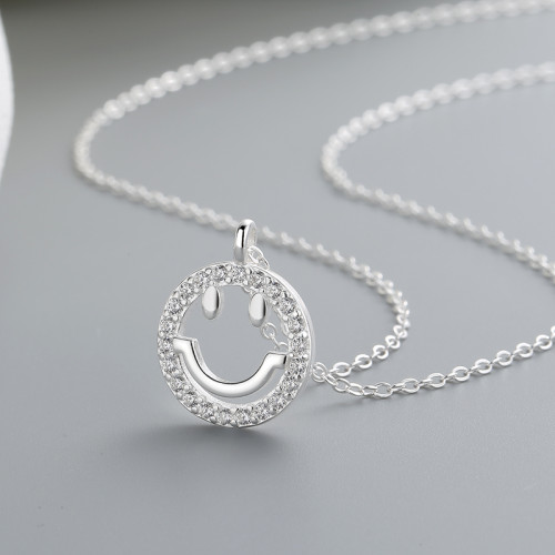 Smiling Face Aaa Cubic Zirconia Necklace 925 Silver Fashion Jewelry Wholesale