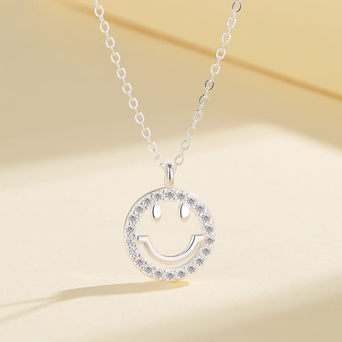 Smiling Face Aaa Cubic Zirconia Necklace 925 Silver Fashion Jewelry Wholesale