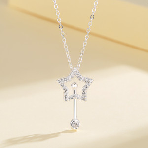 Fabricante de collares de circonita cúbica AAA con cadena de estrellas de Fashiona Venta directa