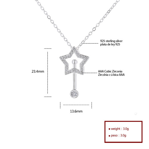 Fabricante de collares de circonita cúbica AAA con cadena de estrellas de Fashiona Venta directa