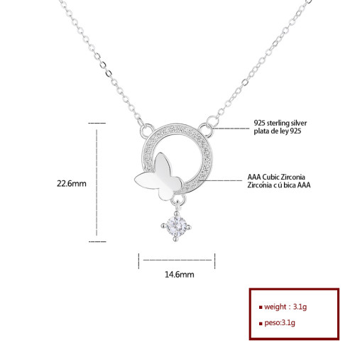 Butterflies & Stars Aaa Zirconia S925 Sterling Silver Wholesale Pendant Necklaces For Jewelry