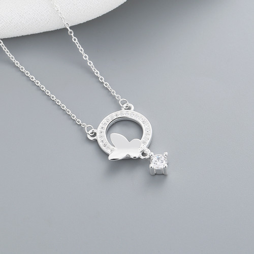 Butterflies & Stars Aaa Zirconia S925 Sterling Silver Wholesale Pendant Necklaces For Jewelry