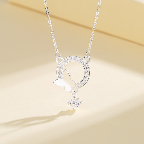 Butterflies & Stars Aaa Zirconia S925 Sterling Silver Wholesale Pendant Necklaces For Jewelry