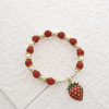 Pulsera chapada en oro de 18 quilates. Joyería al por mayor | Diseño de frutas | Fresa | Perla