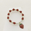 Pulsera chapada en oro de 18 quilates. Joyería al por mayor | Diseño de frutas | Fresa | Perla