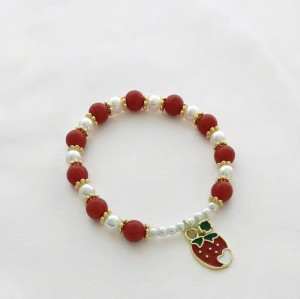 Pulsera chapada en oro de 18 quilates, venta al por mayor | Diseño de perla y fresa