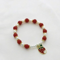 18K Gold-plated Bracelet  Jewelry Wholesale |  Pearl & Strawberry Fruit Design