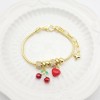 Pulsera china al por mayor con diseño de cereza y corazón, chapada en oro de 18 quilates, para mujer.