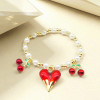 Pulsera de cereza y corazón para mujer, chapada en oro de 18 quilates, venta al por mayor en China
