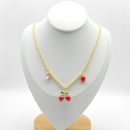 Venta al por mayor de joyas colgantes de moda para mujer con diseño de cereza y corazón chino