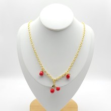 Collar de moda, venta directa de fábrica, chapado en oro de 18 quilates, diseño de cereza, joyería para mujer.