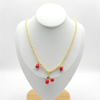 Fashion Necklace Factory Direct Sales 18K Gold-Plated Cherry Design Women's Jewelry