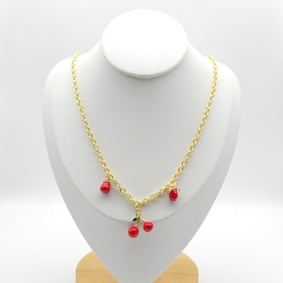 Fashion Necklace Factory Direct Sales 18K Gold-Plated Cherry Design Women's Jewelry