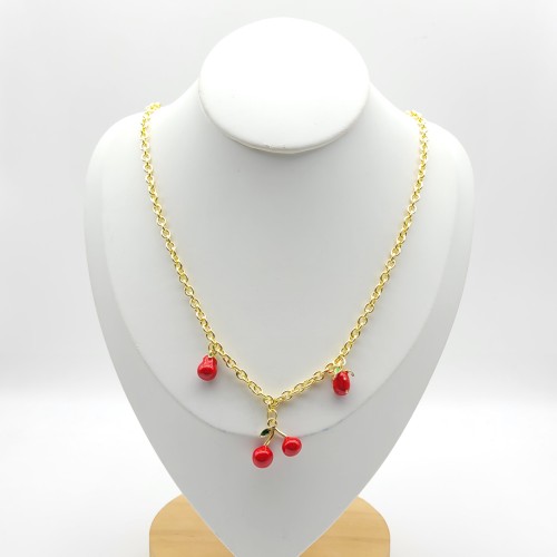 Fashion Necklace Factory Direct Sales 18K Gold-Plated Cherry Design Women's Jewelry
