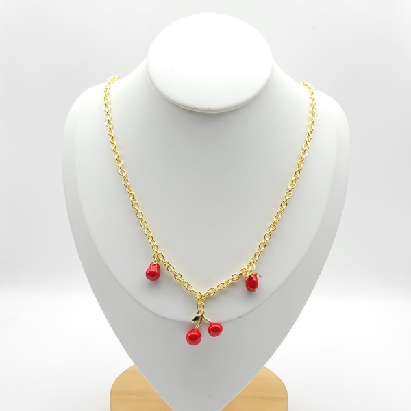 Fashion Necklace Factory Direct Sales 18K Gold-Plated Cherry Design Women's Jewelry