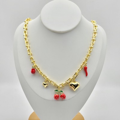 Pendants For Necklaces Wholesale 18K Gold-Plated Heart&Cherry&Chili Niche Design Luxury Jewelry