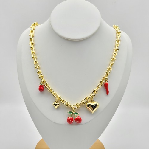 Pendants For Necklaces Wholesale 18K Gold-Plated Heart&Cherry&Chili Niche Design Luxury Jewelry