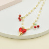 Collares al por mayor con forma de corazón rojo chapados en oro de 18 quilates, joyería para mujer, regalo