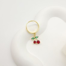 Pendientes de moda al por mayor de China, chapados en oro de 18 quilates, con diseño de cereza y circonita, joyería para mujer.