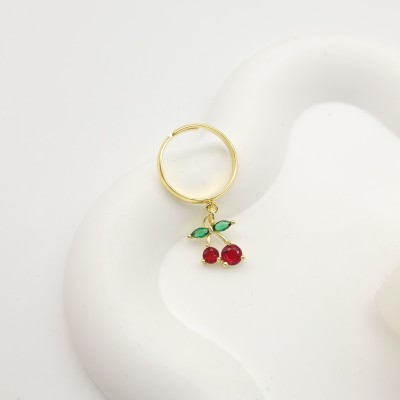 Fashion Earring Wholesale China 18K Gold-Plated Zircon Cherry Design Women's Jewelry