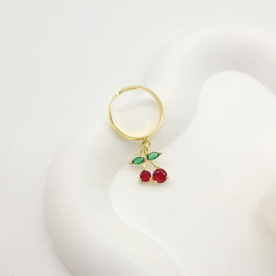 Fashion Earring Wholesale China 18K Gold-Plated Zircon Cherry Design Women's Jewelry